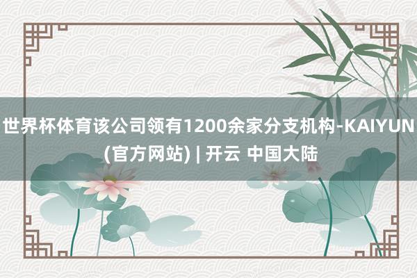 世界杯体育该公司领有1200余家分支机构-KAIYUN (官方网站) | 开云 中国大陆