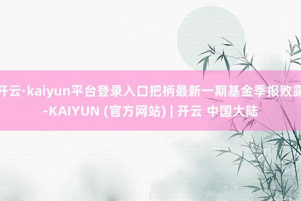 开云·kaiyun平台登录入口把柄最新一期基金季报败露-KAIYUN (官方网站) | 开云 中国大陆