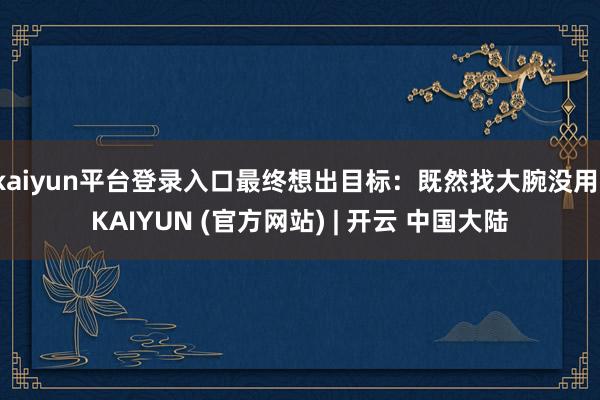 kaiyun平台登录入口最终想出目标：既然找大腕没用-KAIYUN (官方网站) | 开云 中国大陆