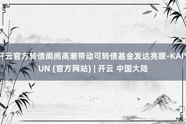 开云官方转债阛阓高潮带动可转债基金发达亮眼-KAIYUN (官方网站) | 开云 中国大陆